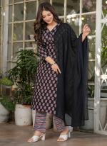 Cotton Black Daily Wear Printed Readymade Suit